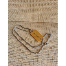 Ambrette Necklace for Men Free Engraving Stainless Steel Dog Tag Pendant Necklace with 24" Chain,Gift for Dad Husband Boy Brother Sister Bestfriend